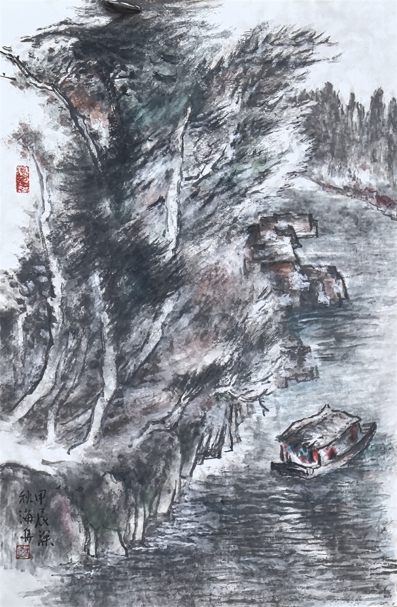 20260410177578882641.jpg 《杨柳岸 晓风残月》46x69cm 创作于2024年.jpg