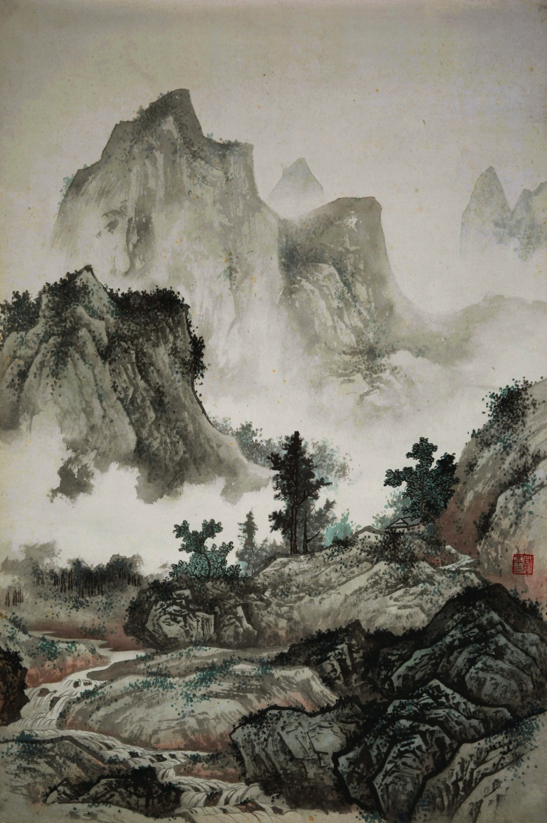 20260413177607085666.jpg 早期北宗作品 《山水清音》 64x46cm 1976年 宣纸水墨 .jpg
