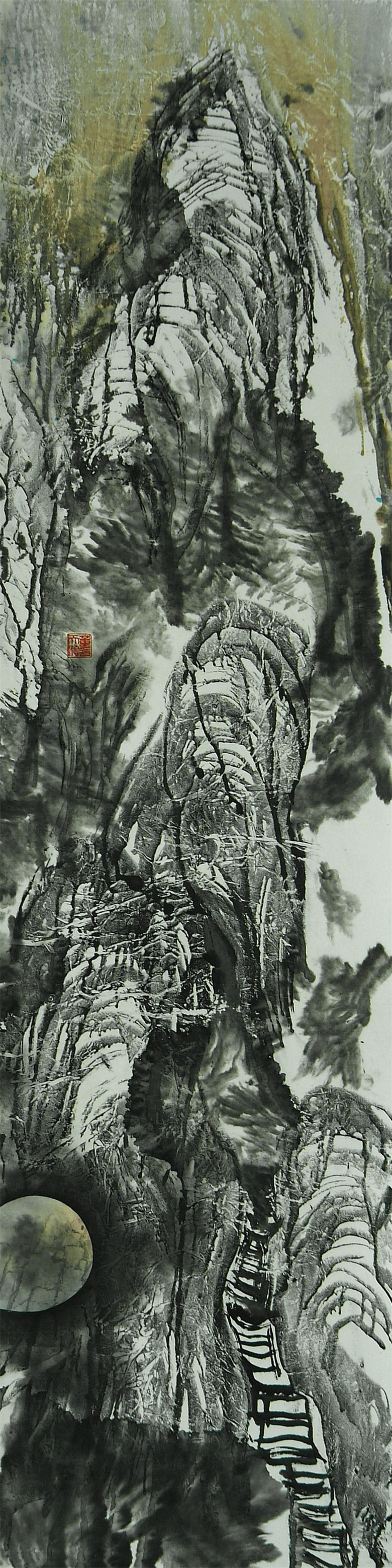 20260413177607093959.jpg 李白诗意系列 《游仙四条屏之独抱绿绮琴》 137x35cm 2008年 宣纸水墨.JPG