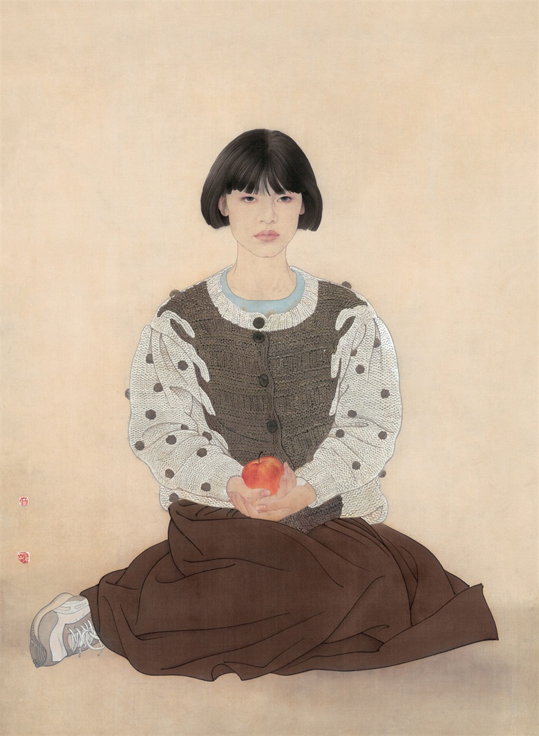 《红苹果》 1990年作 114x80cm 作品材质绢.jpg