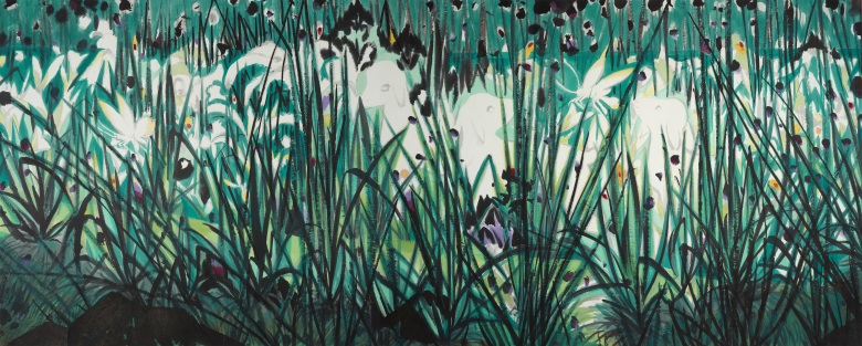 《出生地》（草地羔羊）水墨纸本设色 145cmx365cm   2016年.jpg