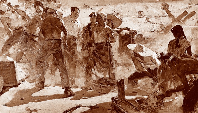 20260511177847165896.jpg 《领袖与群众同劳动》1960年 195X350cm 布面油画 _俄罗斯列宾美术学院藏”2.jpg
