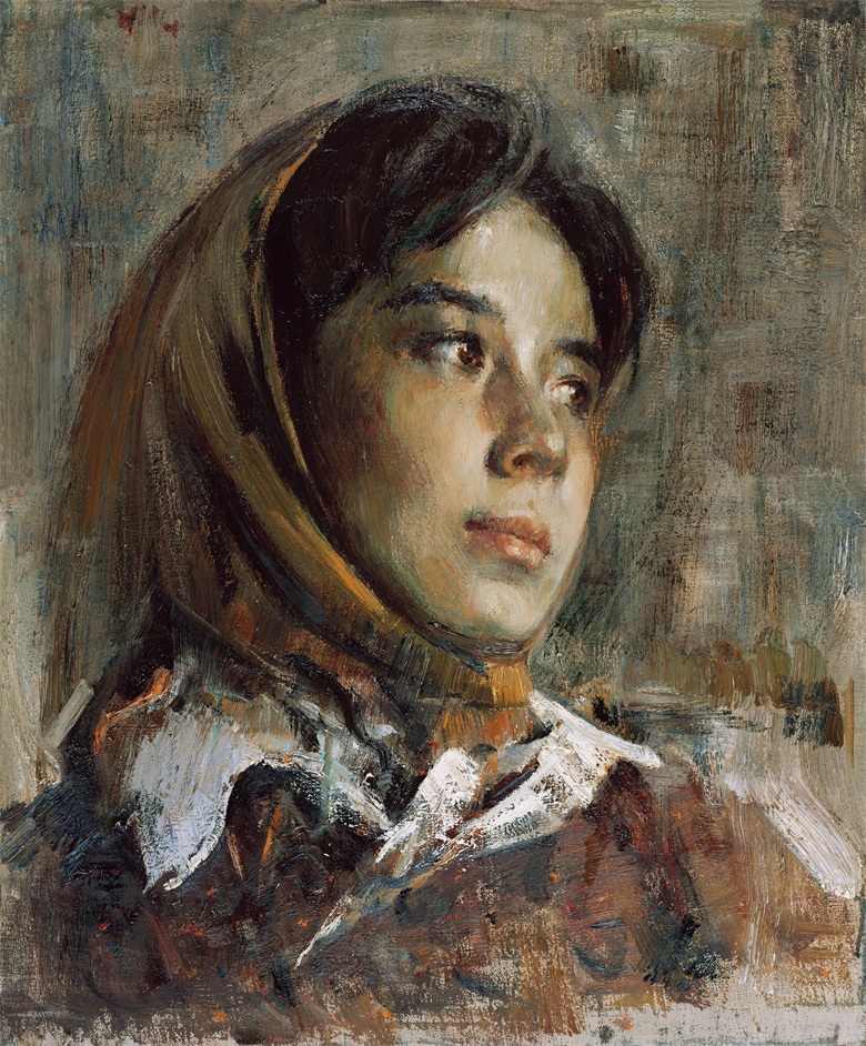 20260511177847179334.jpg 1997年《系黄头巾的姑娘》55X46cm 布面油画.jpg