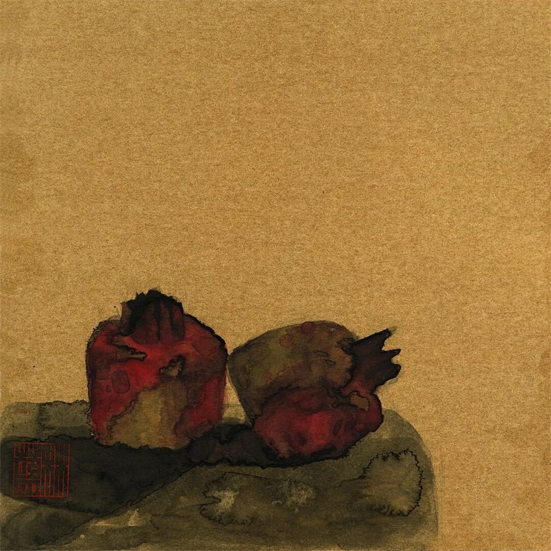 20260624178228020627.jpg 《榴红》50cmx50cm 纸本设色 1999年.jpg