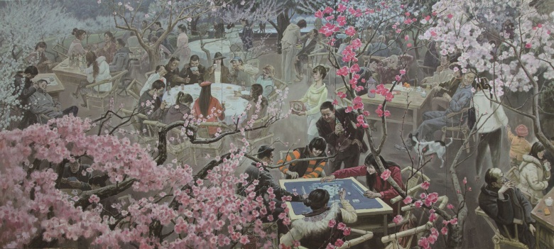 20260625178235891881.jpg 《2010·桃源》布面油画400×180cm 2010年.jpg
