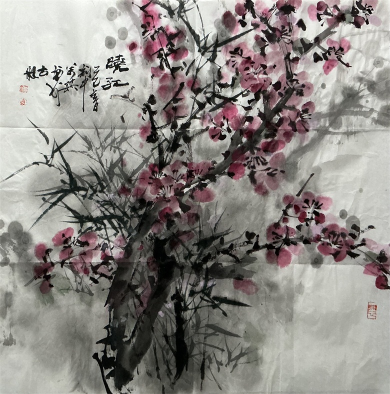 20260626178244078553.jpg 《晓红》 68x68cm 中国画.jpg