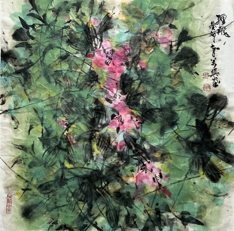 20260626178244080445.jpg 《缠飞》 68x68cm 中国画.jpg