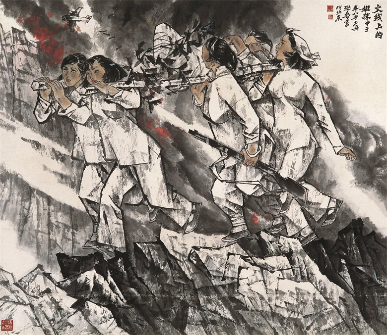 1645436769596764.jpg 《火线上的姐妹》 200x200cm 王迎春、杨力舟合作 1984年.jpg