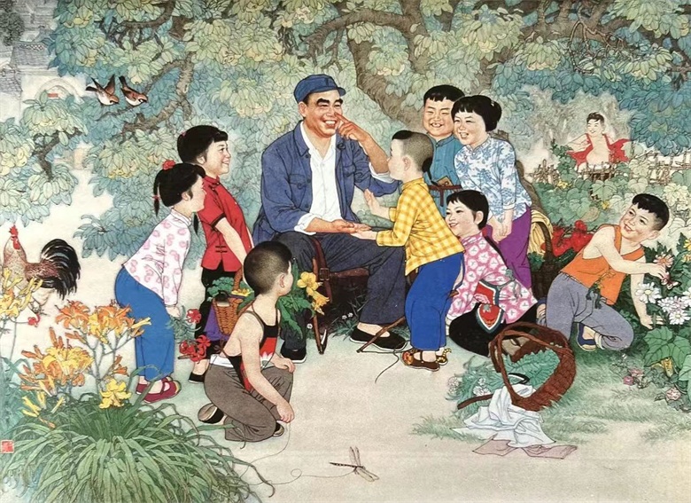 20260827178779641183.jpg 《朱总司令和儿童》73cm×100cm 中国画 1981年 1984年入选第六届全国美展、获第三届全国年画评奖(铜奖).jpg